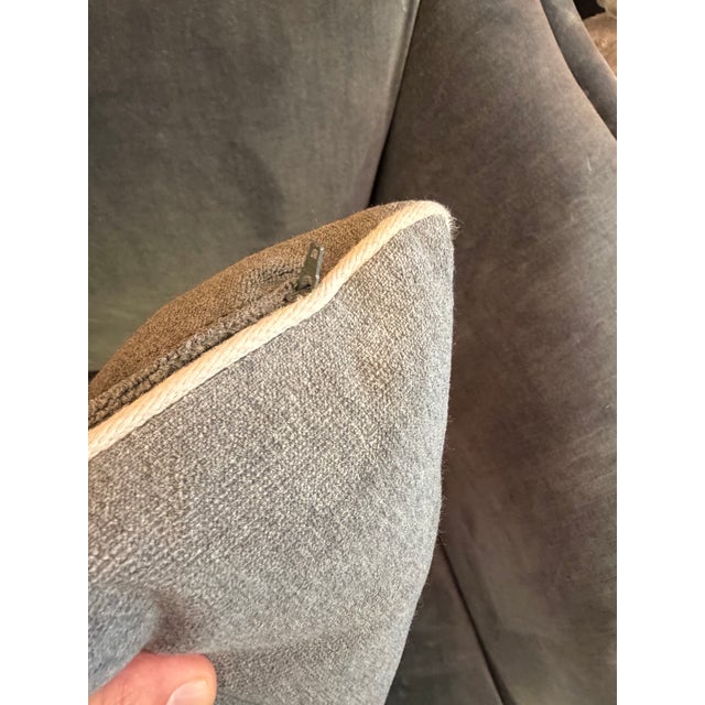 Very attractive gray pillow with white piping. Zippered with new pillow insert so both can be cleaned. We have another...