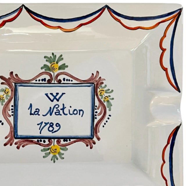 French Early 20th Century French Ashtray "La Nation" by Georges Martel Desvres For Sale - Image 3 of 5