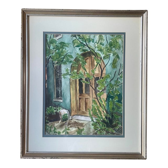 Original "Arched Entrance" Watercolor Painting by Roy Harned, 1970s For Sale