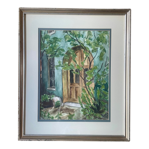 Original "Arched Entrance" Watercolor Painting by Roy Harned, 1970s