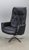 1980s Vintage Black Leather Chair with Chrome X-Frame Base, 1980s For Sale - Image 5 of 8