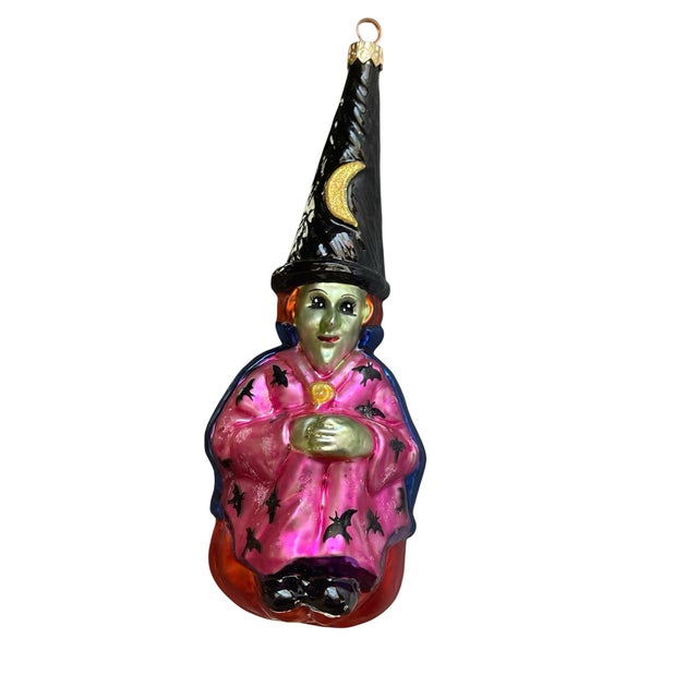 Add a touch of spooky charm to your Halloween or Christmas decor with this Christopher Radko Winnie Witch ornament....