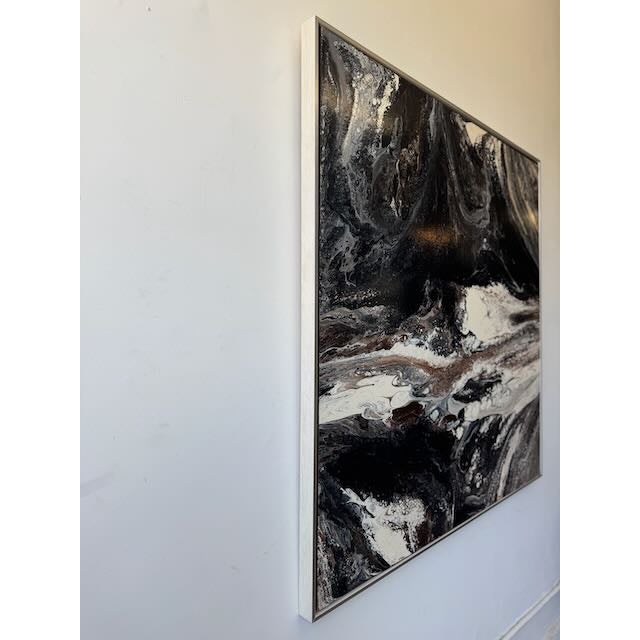 Wood Vintage Richard Mann "Black and White" Painting For Sale - Image 7 of 10