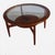 Mid century 2-tier coffee table Walnut with 2 levels for storage. Tapered legs. 32"W x 32"D x 18"H.