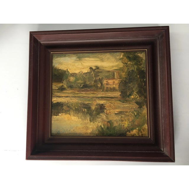 Oil Painting on Plywood Board, 1950s For Sale - Image 14 of 15