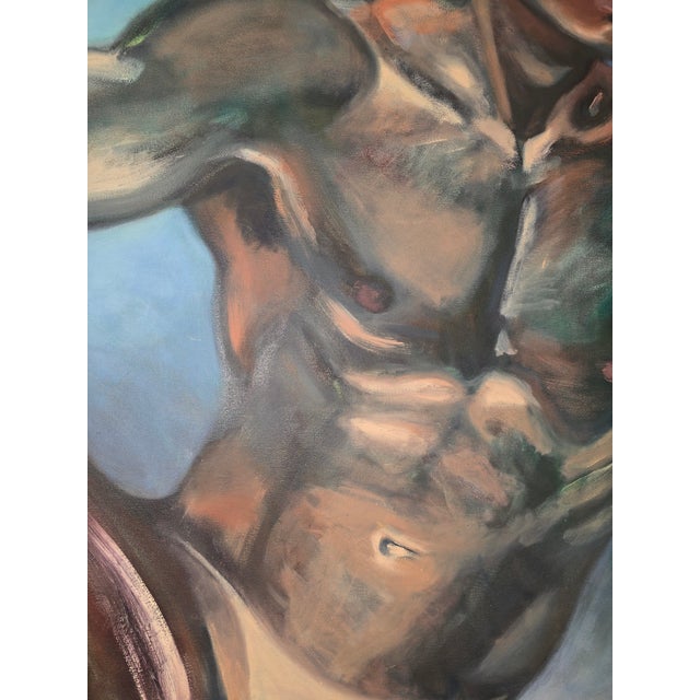 Late 20th Century Oil Painting of Muscular Male Nude For Sale In Los Angeles - Image 6 of 10