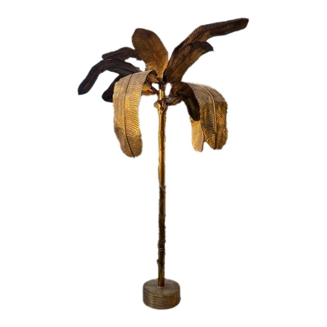 1970s Hollywood Regency Brass Banana Tree Sculpture Attributed to Maison Jansen For Sale