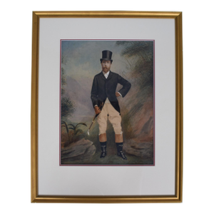Antique Watercolour of Gentleman in Riding Outfit