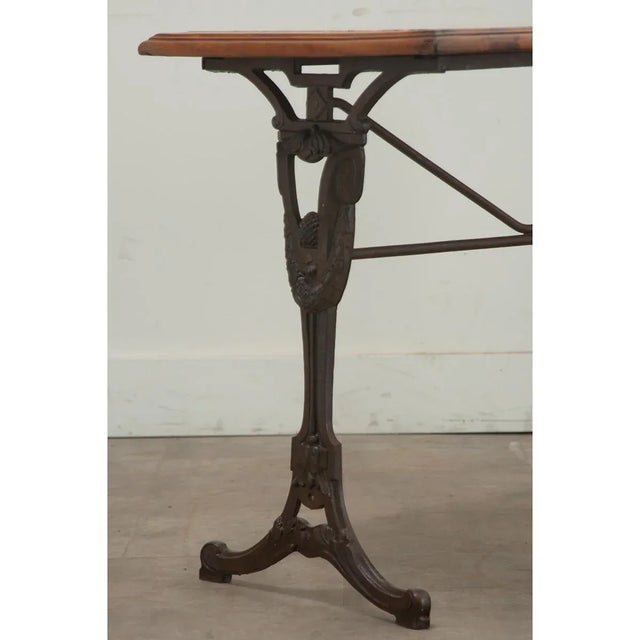 19th Century 19th Century French Iron, Walnut, & Marble Bistro Table For Sale - Image 5 of 12