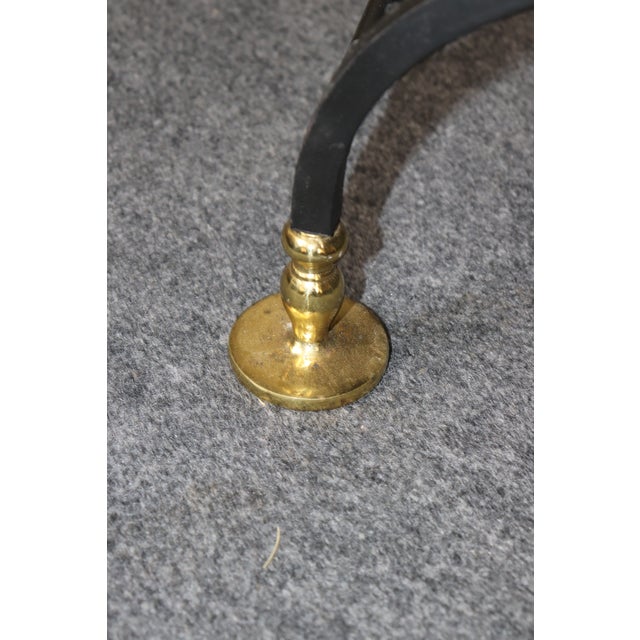 1940's Pair Italian Brass and Steel Jansen Style Savonarola Armchairs For Sale - Image 15 of 16