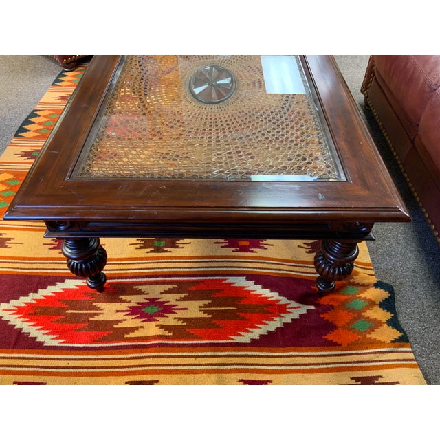 Traditional 20th Century Ethan Allen Caned Top Coffee Table For Sale - Image 3 of 14