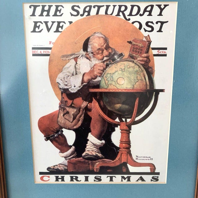 Norman Rockwell Christmas Saturday Evening Post Cover Print Dec 4, 1926 Framed A midcentury licensed lithograph...