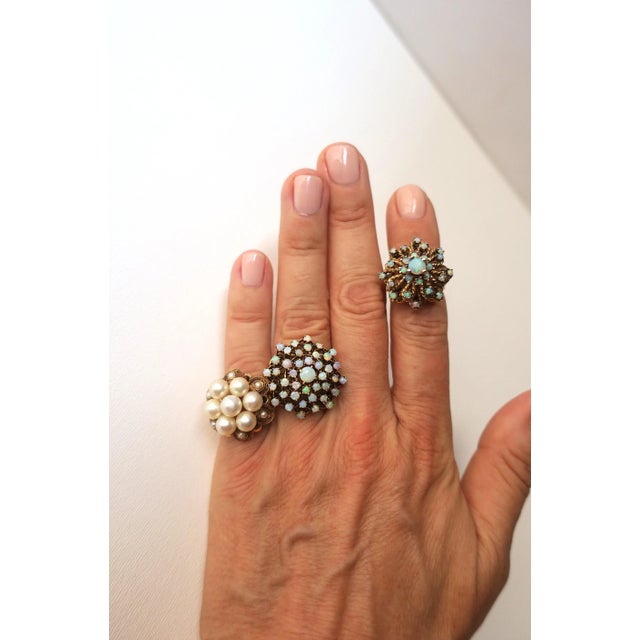 Metal Opal and 14kt Gold Cocktail Ring, Circa 1960s For Sale - Image 7 of 10