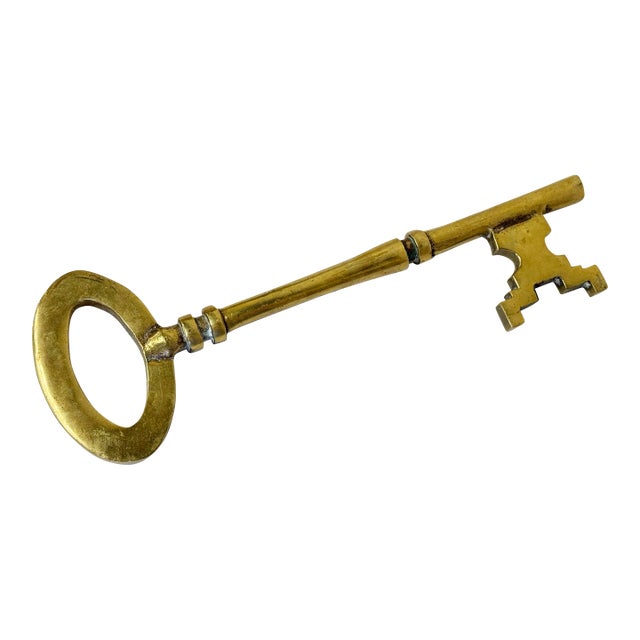 Oversized Vintage Brass Key Paper Weight For Sale
