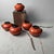 Beautiful set of five antique Owan bowls with exquisite Urushi lacquer colors: vermilion and black (Urushi = lacquered...