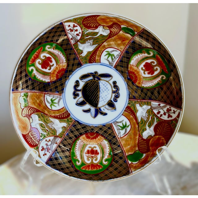 Blue Vintage Imari Wall Plate Decor For Sale - Image 8 of 12