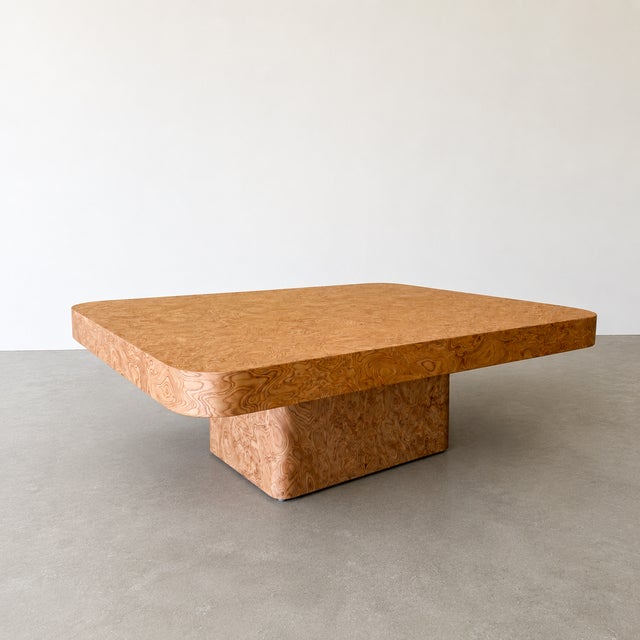 Tan Mid-Century Modern Burlwood Pedestal Cocktail Table, 1970s For Sale - Image 8 of 10