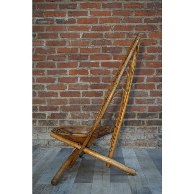 1960s Sculptural Rattan and Wood Lounge Chairs, 1960s, Set of 4 For Sale - Image 5 of 8