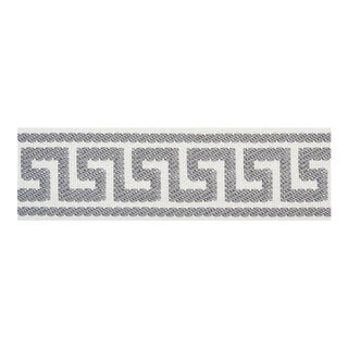 Schumacher Etienne Silk Greek Key Trim Narrow in Grey For Sale