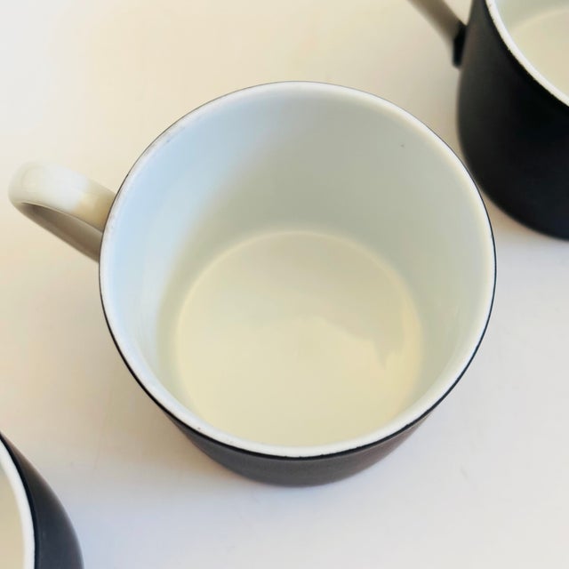 Black Mid Century Porcelain Demitasse Mugs - Set of 5 - Black and White Glazes For Sale - Image 8 of 11