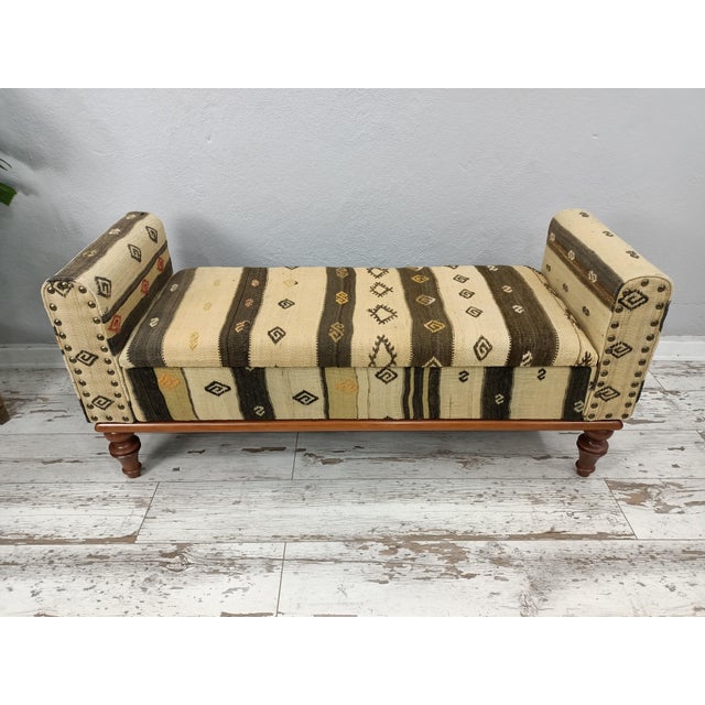 Kilim Upholstered Storage Bench With Arms Chairish