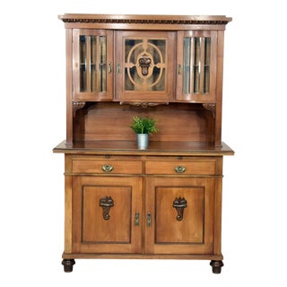 Antique Art Nouveau Kitchen Cabinet in Oak & Pine, 1900s For Sale