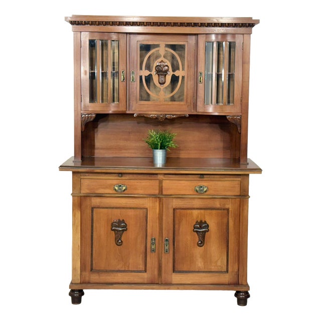 Antique Art Nouveau Kitchen Cabinet in Oak & Pine, 1900s For Sale