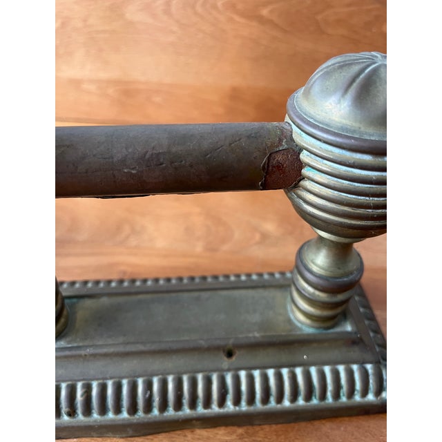 English Colonial Revival Brass Fire Tool Rest or Fire Dogs For Sale - Image 10 of 12