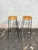 Arthur Umanoff Pair of Mid-Century Modern Woven Rattan and Black Iron Bar Stools For Sale - Image 4 of 6