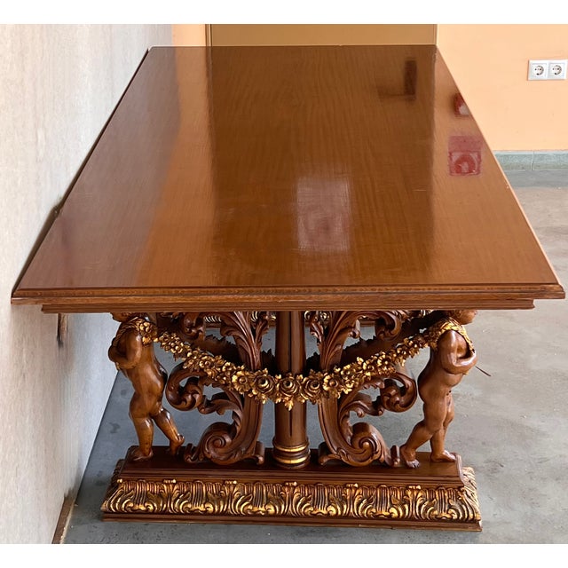 Early 20th Century French Carved Bleached Oak Marquetry Center or Dining Table For Sale In Miami - Image 6 of 12