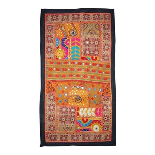 Antique Boho Chic Handmade Wall Hanging Tapestry For Sale