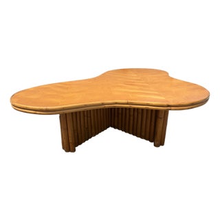 Large Rattan Biomorphic Coffee Table, Usa 1950 For Sale