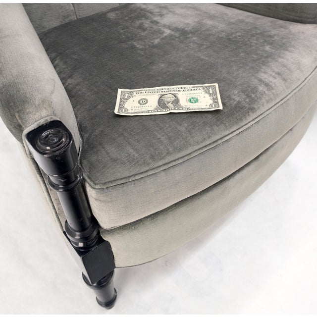 Pair of Tall Tufted Backs Black Lacquer Frames Decorative Arm Chairs Thrones For Sale - Image 15 of 16