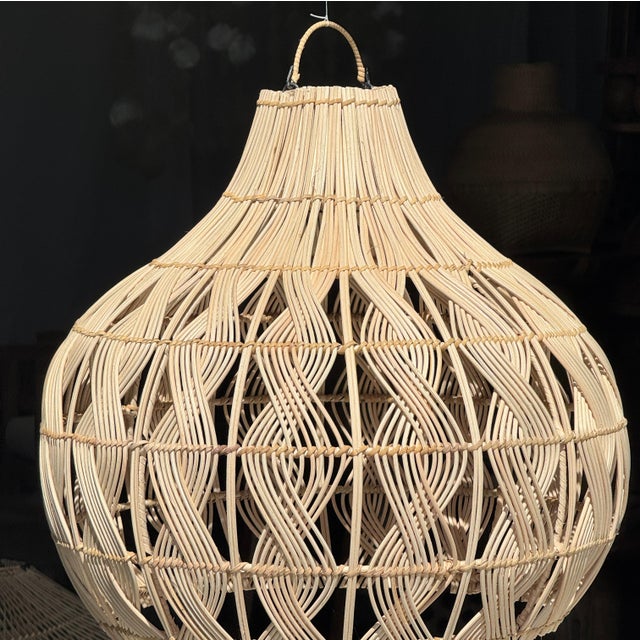 Woven Wicker Bulb Pendant Light For Sale - Image 12 of 18