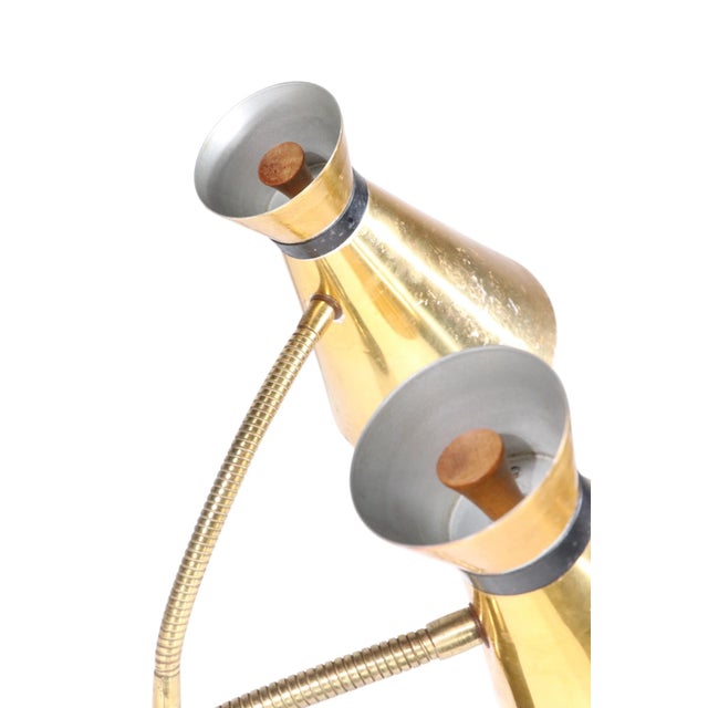 Metal Mid Century Two Light Gooseneck Desk Lamp C. 1950/60's For Sale - Image 7 of 8