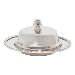 Parisian Butter Dish w/ Cover+Glass- Nickel For Sale
