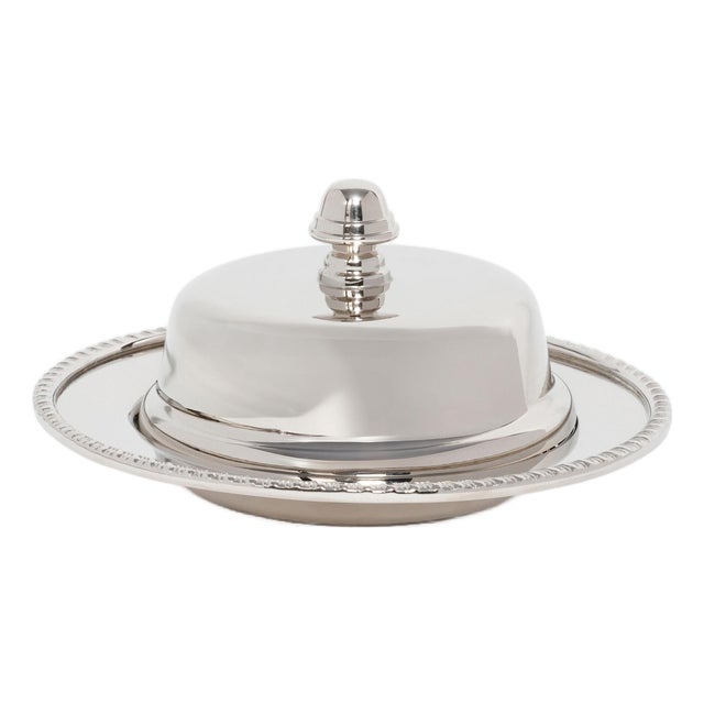 Parisian Butter Dish w/ Cover+Glass- Nickel For Sale