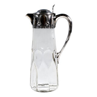 Art Nouveau Carafe Cut Glass Decanter with Silver Mount from Koch & Bergfeld, 1890s For Sale