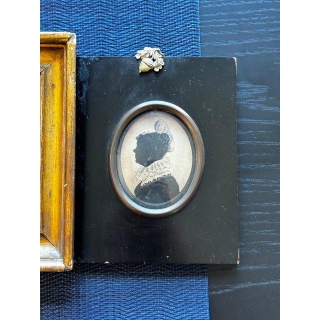 Group of Three 19th Century Framed Painted Silhouettes Framed in black: Male: 6.25x7.75, unframed 5.5x7 Framed in black:...