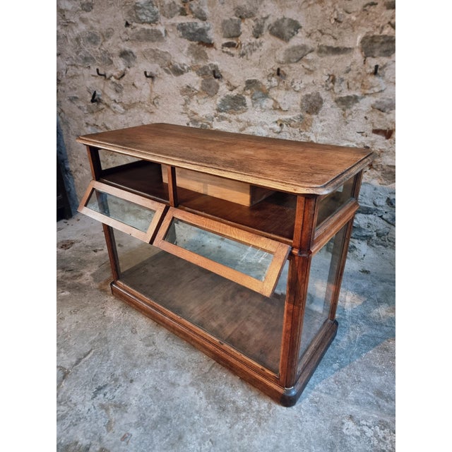 Antique French Oak Display Cabinet / Shop Counter with Glass Panels, 19th Century For Sale - Image 12 of 18