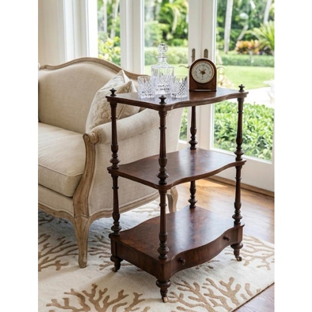 Antique Victorian Burr Walnut Whatnot / Étagère Shelf Unit For Sale - Image 12 of 12
