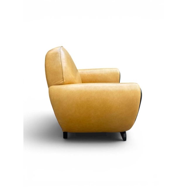 Original Art Deco armchair circa 1925 (No. 2630) Material: Beechwood (shellac polished), cognac leather Dimensions:...