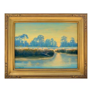 "Bayou in Blue & Gold" Landscape by Max Flandorfer For Sale