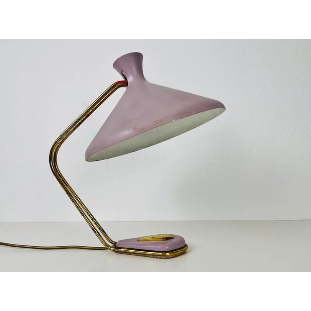 Italian Brass and Violet Table Lamp, Italy, 1960s For Sale - Image 6 of 11