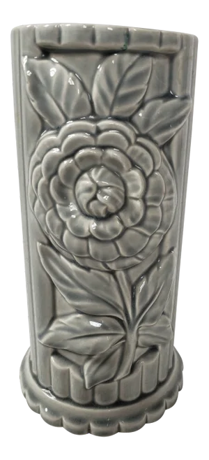 1930s/1940s Stoneware Floral Vase, American Pottery