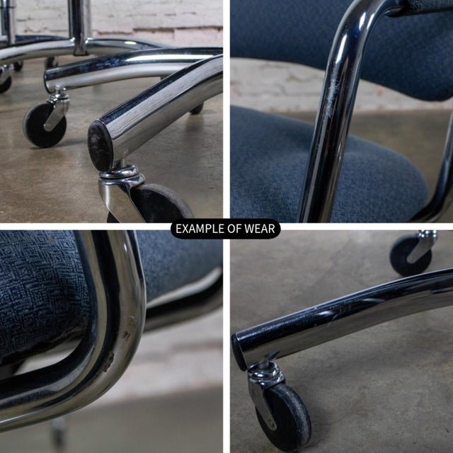 Late 20th Century Modern Set of 4 Steelcase Swivel Dining or Game Chairs 4 Prong Chrome Bases W/Casters For Sale - Image 16 of 18