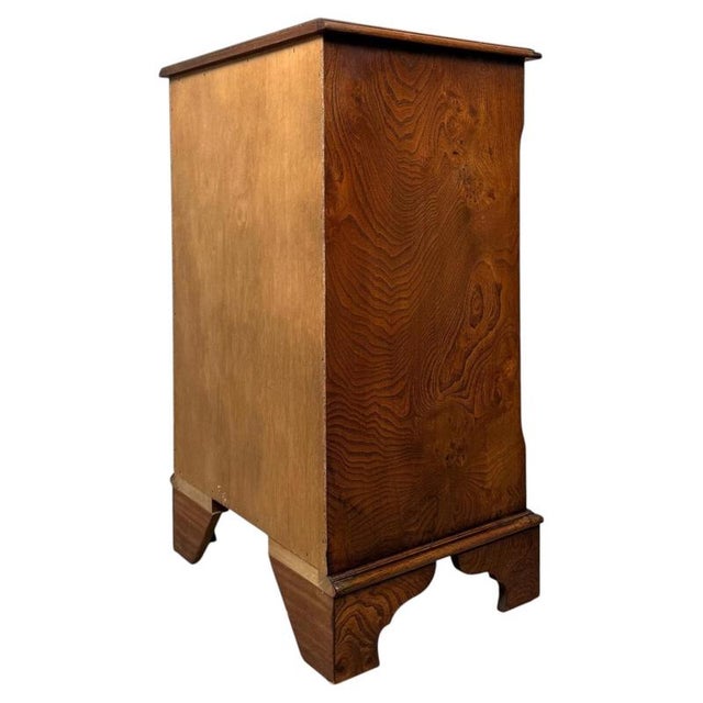 Brown Small Antique Serpentine Burr Oak Chest of Drawers For Sale - Image 8 of 12