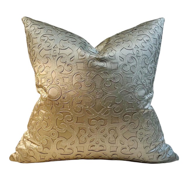 Abstract 1970s Designer Scalamandre Satin Pillows - a Pair For Sale - Image 3 of 5