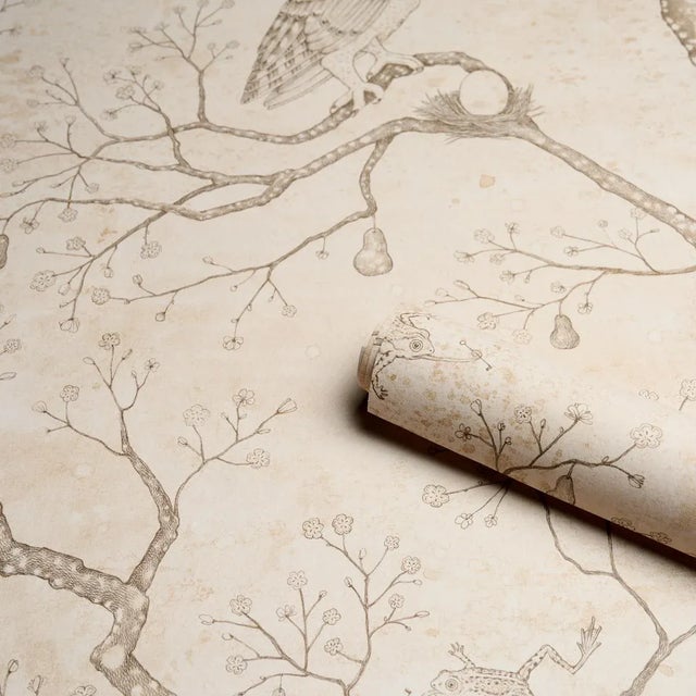 Schumacher L’ Attesa Nella Notte Wallpaper In Ivory For Sale In New York - Image 6 of 6
