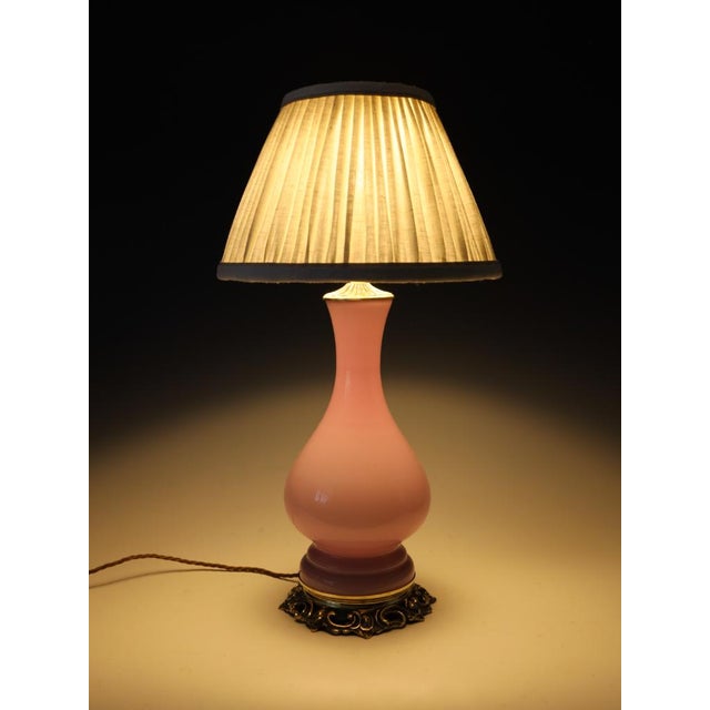 Late 19th Century Antique 19th Century French Pink Opaline Glass Baluster Table Lamp, 1870 For Sale - Image 5 of 15